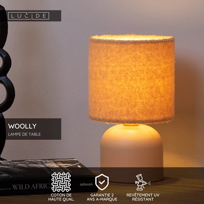 Lucide WOOLLY - Lampe de table - Ø 16 cm - 1xE14 - Jaune Ocre